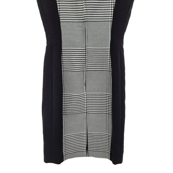 Vintage 90's H&M Dress Sleeveless Sheath Slimming Academia Gothic Plaid Black 4 - Picture 10 of 13